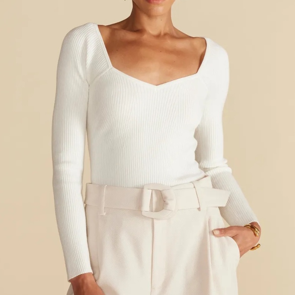 Amour Vert Maelle Square Neck Sweater in Ivory (Size Large)